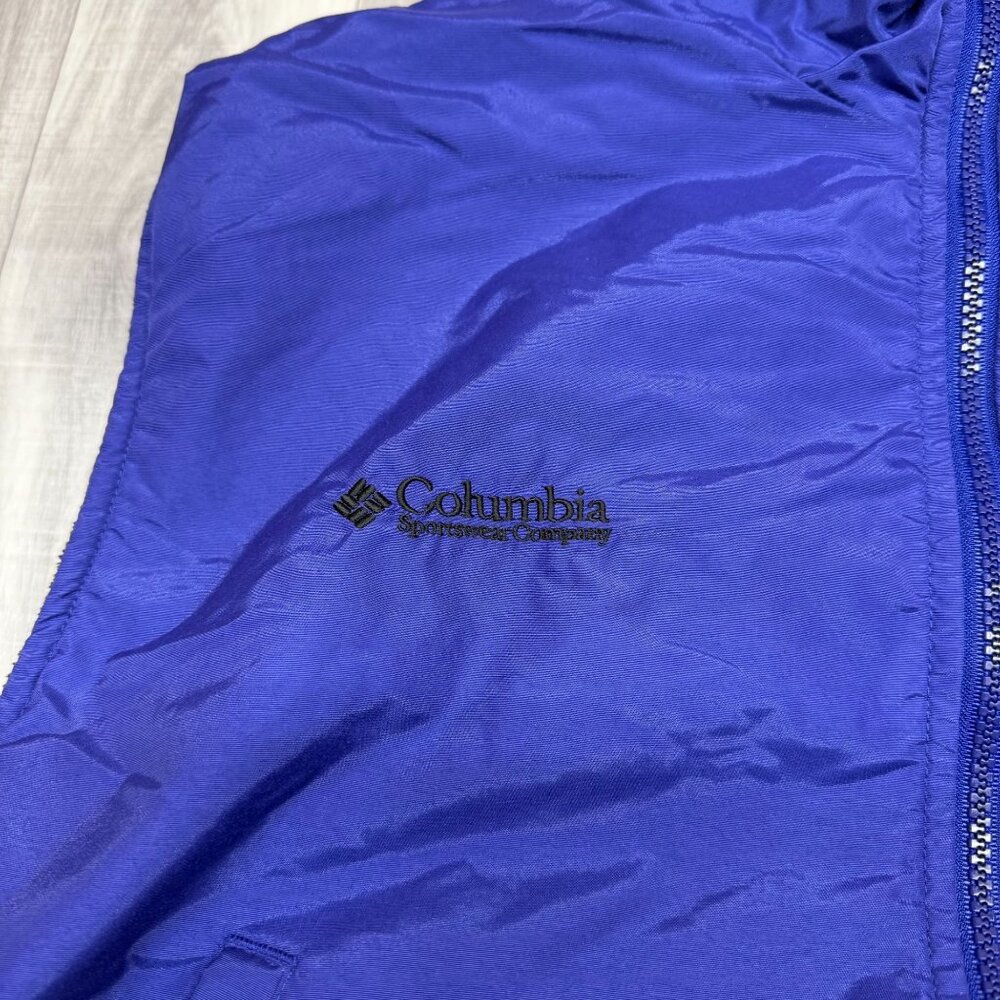 ✅  Womens M VTG Columbia Reversible Vest Blue Black  fleece Nylon W/Pockets - Picture 4 of 10